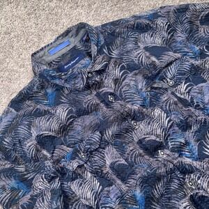 Tommy Bahama Button Up Shirt Mens Tropical Palm Leaf Blue XXL Excellent